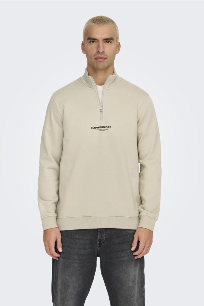 ONSCURATED REG HALF ZIP SWEAT 22030922 SILVER LINING